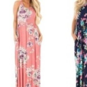 Women's Floral Printed Sleeveless Maxi Dress Sz L